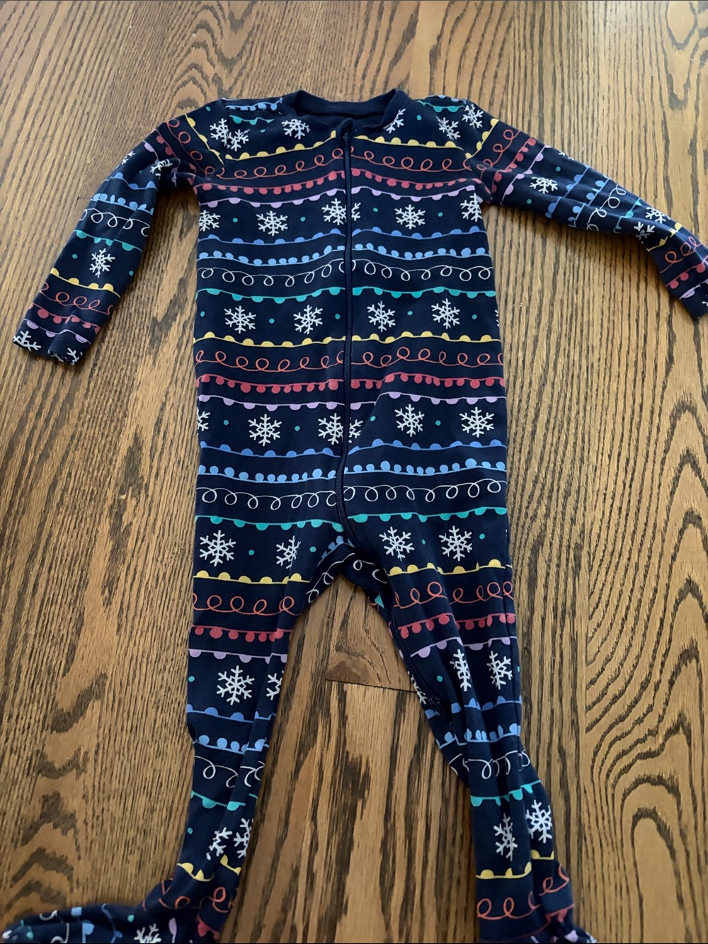 Primary Navy Holiday Footed Pajama One-Piece with Multicolor Fair-isle Pattern